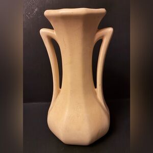 Vintage Mccoy Double Handle Cream Pottery Vase Marked USA